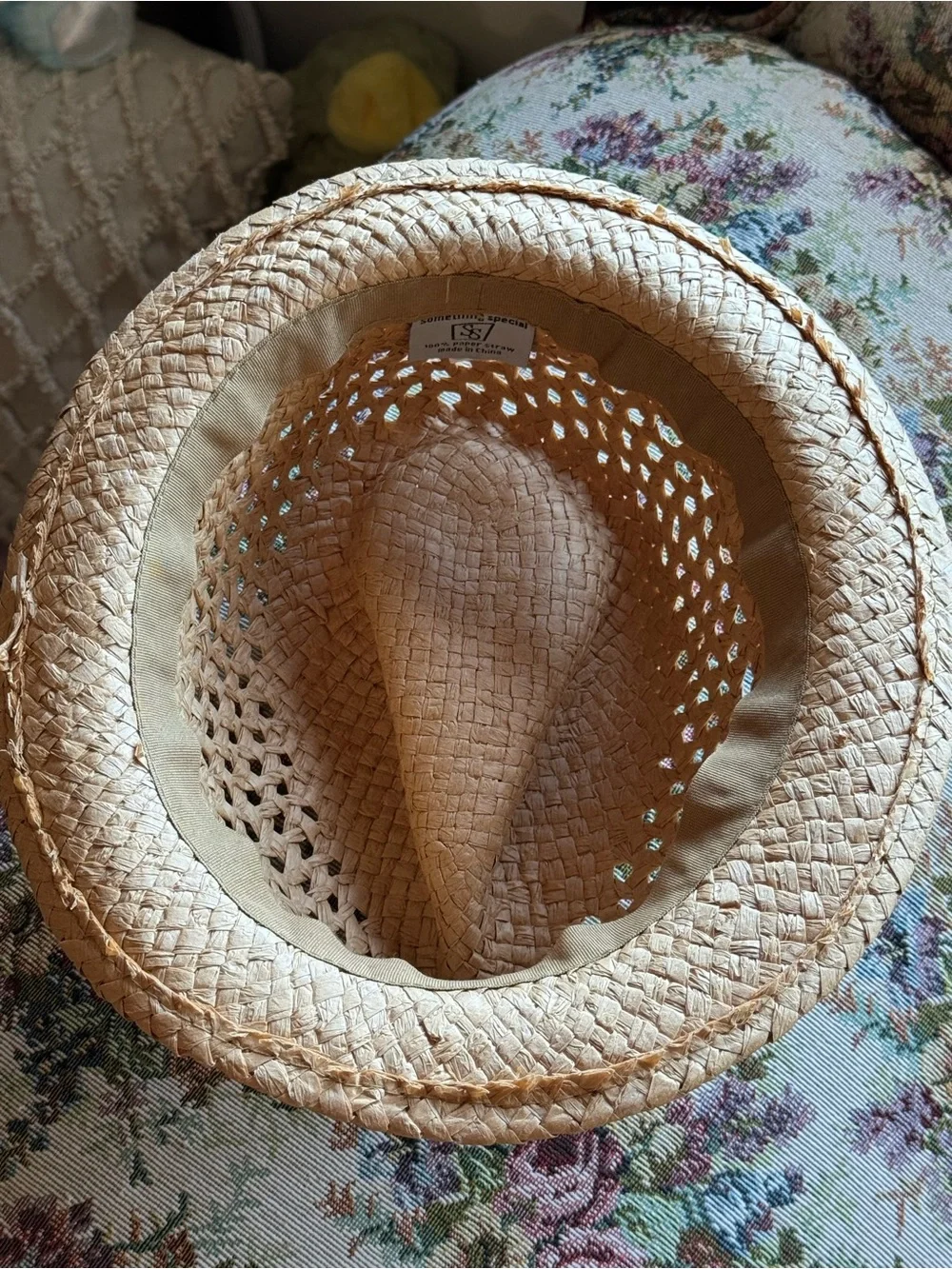 Unisex Something Special Natural Straw Fedora with Brown Band